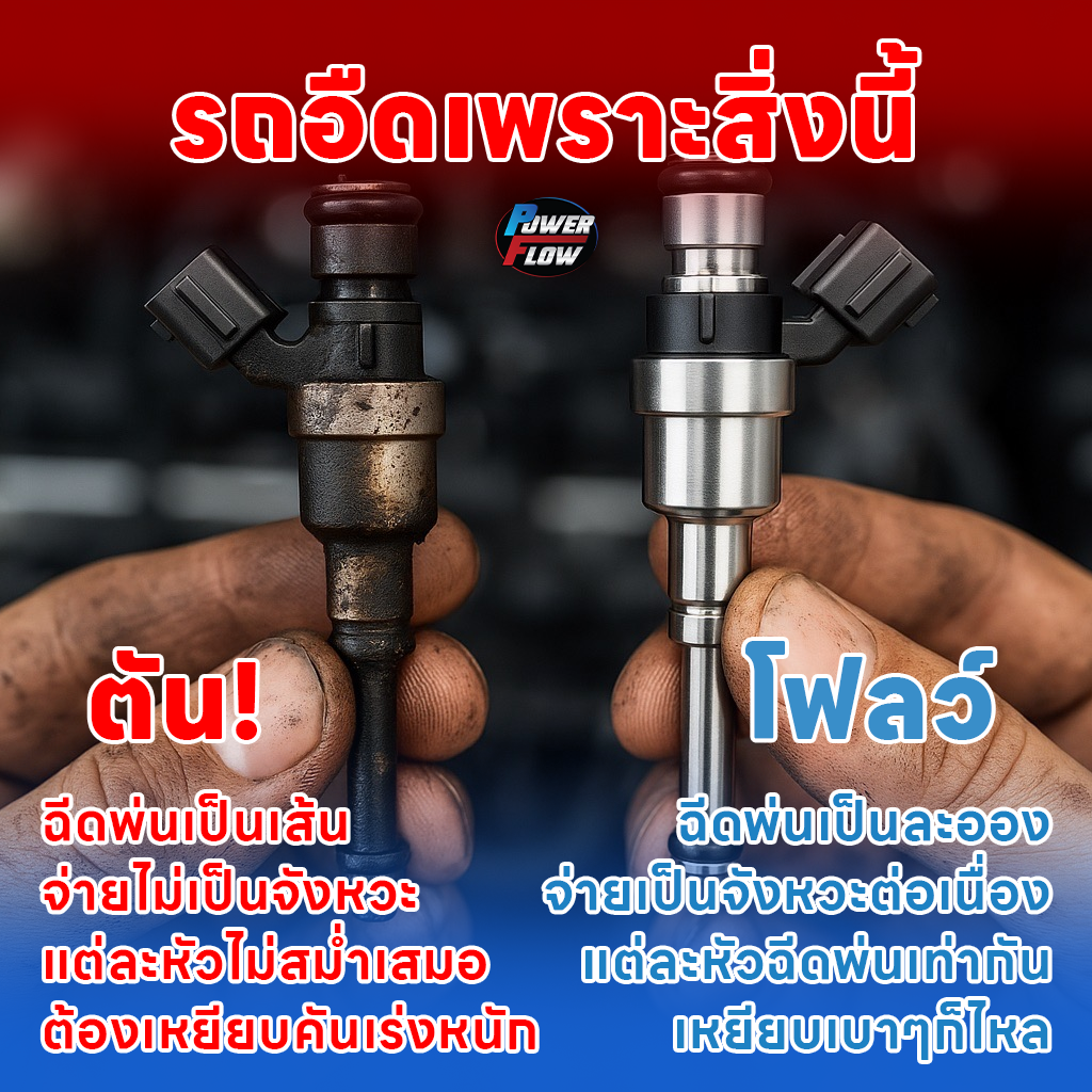 เปรียบเทียบหัวฉีดตันกับหัวฉีดโฟลว์ สาเหตุที่ทำให้รถอืด