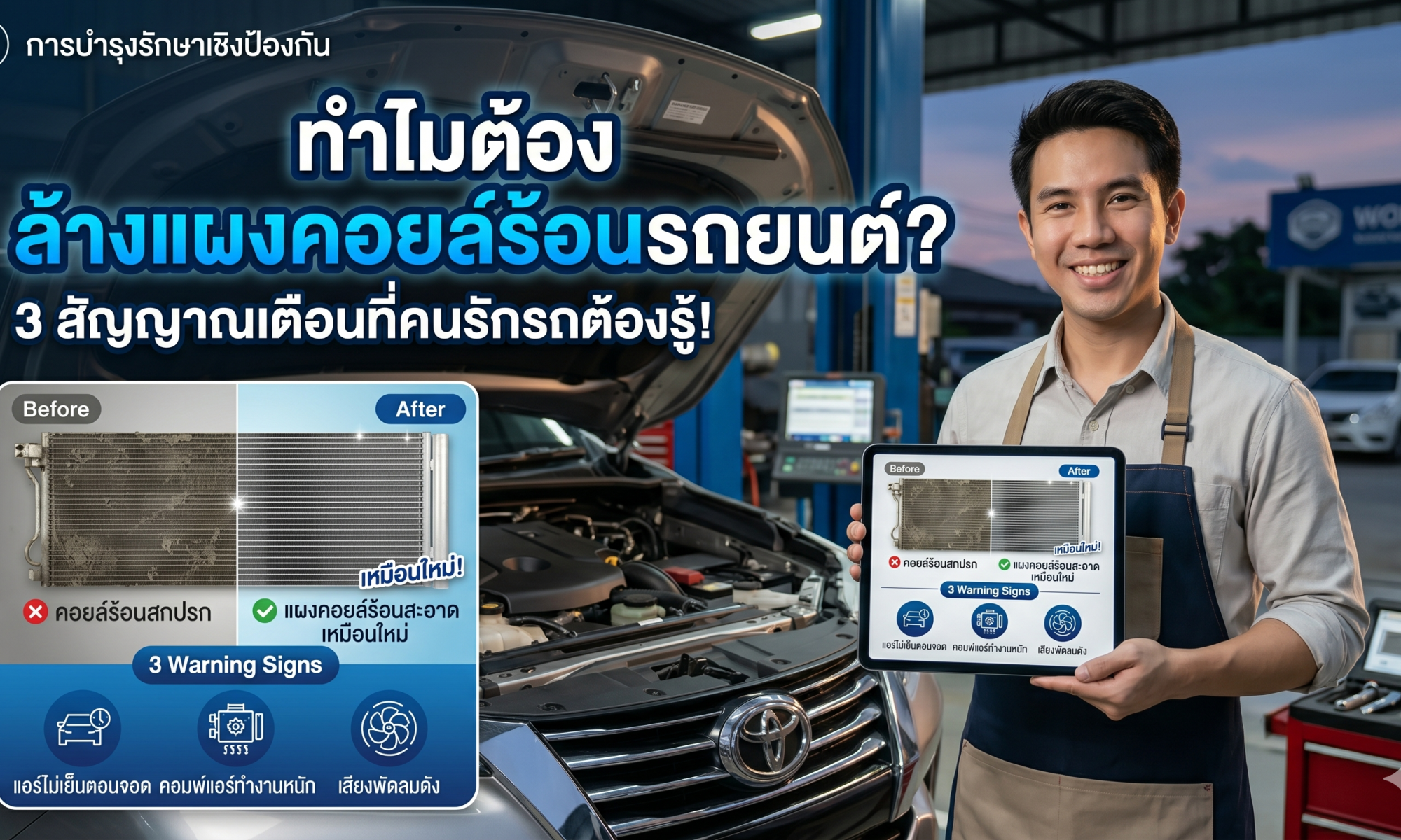 ล้างแผงคอยล์ร้อนรถยนต์