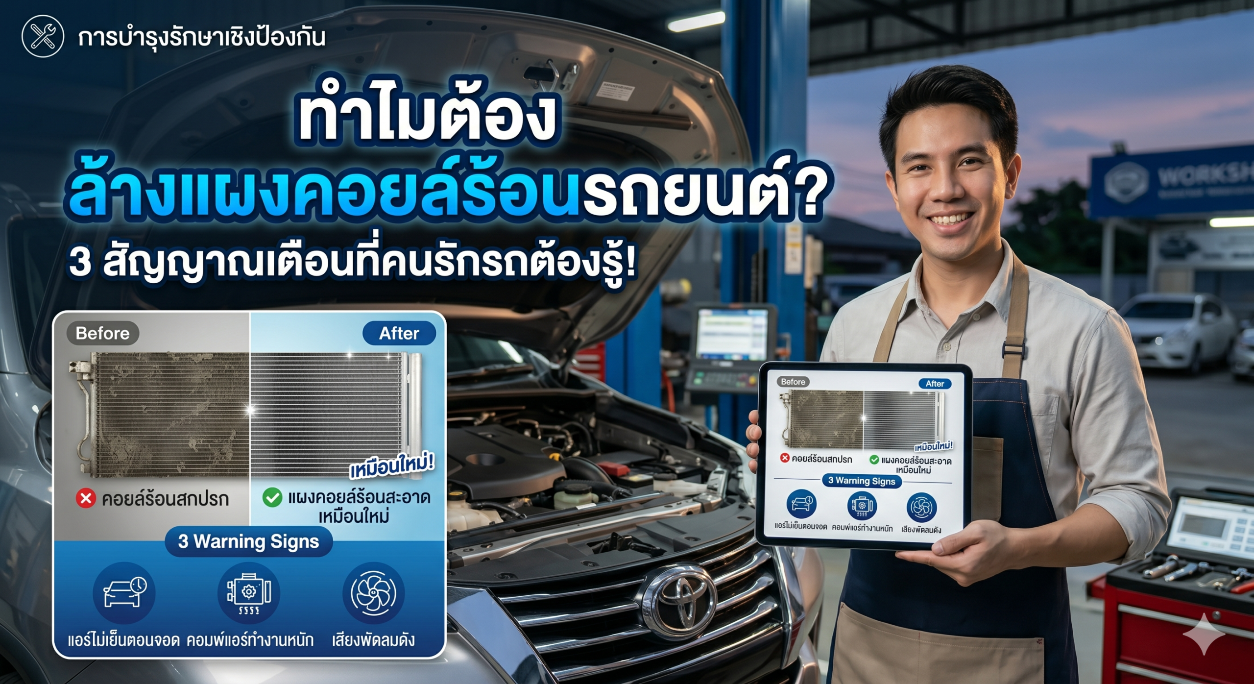 ล้างแผงคอยล์ร้อนรถยนต์